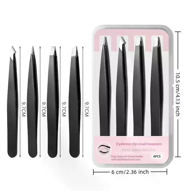 4-Piece Stainless Steel Precision Eyebrow Tweezers Set Eyebrow Tweezers Set QXL