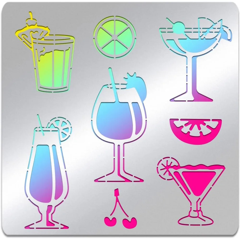 Summer Cocktail Metal Stencils | Stainless Steel Craft Templates Metal Craft Stencil QXL AECH04-18905