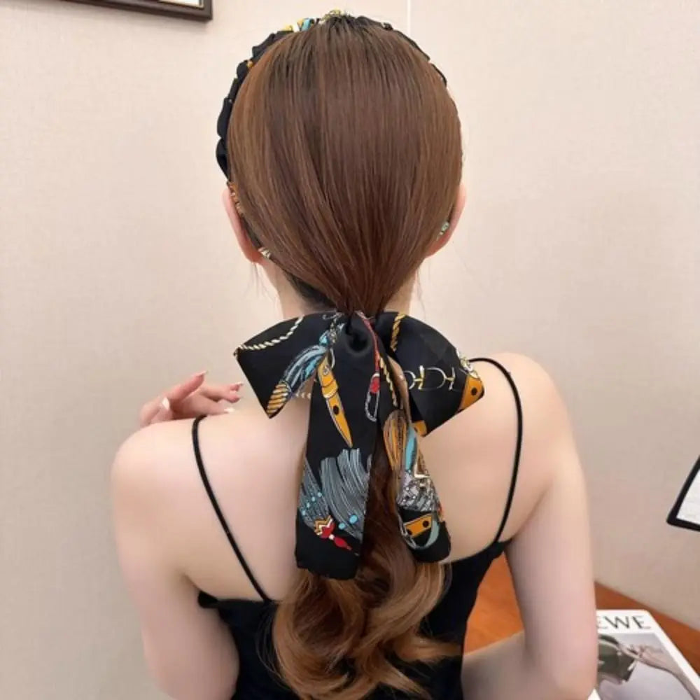 Retro Satin Hair Band – Non-Slip Bow Headband for Women Satin Hair Headband QXL