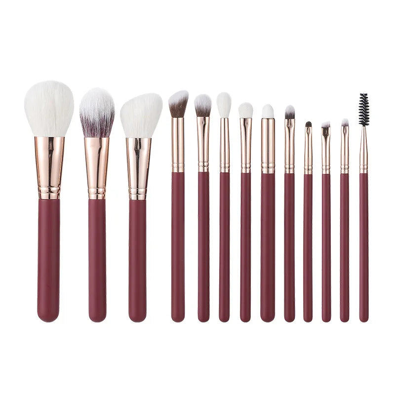 13-Piece Goat Hair Makeup Brush Set – Eyeshadow & Blush Makeup Brush Set QXL