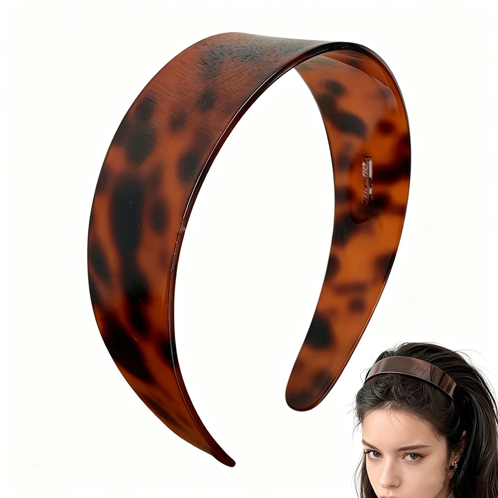 Wide Tortoiseshell Headband for Women | Retro Acetate Hair Band Hair Headband QXL