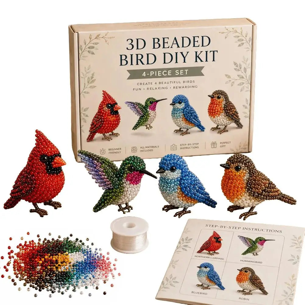 3D Animal Bead DIY Kit | 4-Design Handmade Craft Set DIY Bead Craft Kit QXL A