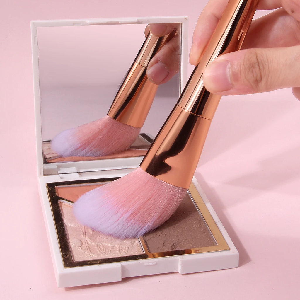 KOSSHOW 2-Pack Pink Gradient Blush Brushes – Rose Gold Handle Blush Brush Set QXL