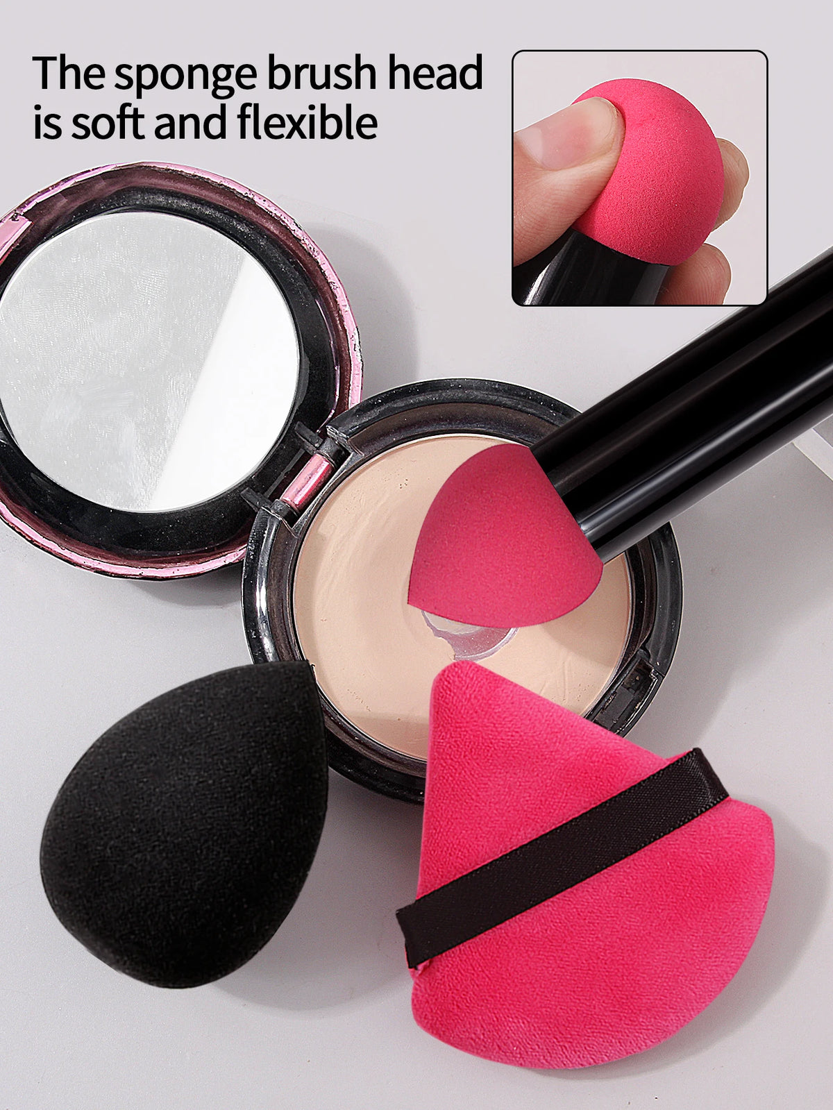 3-Piece Sponge Makeup Brush Set – Concealer, Smudge & Puff Sponge Makeup Brush Set QXL