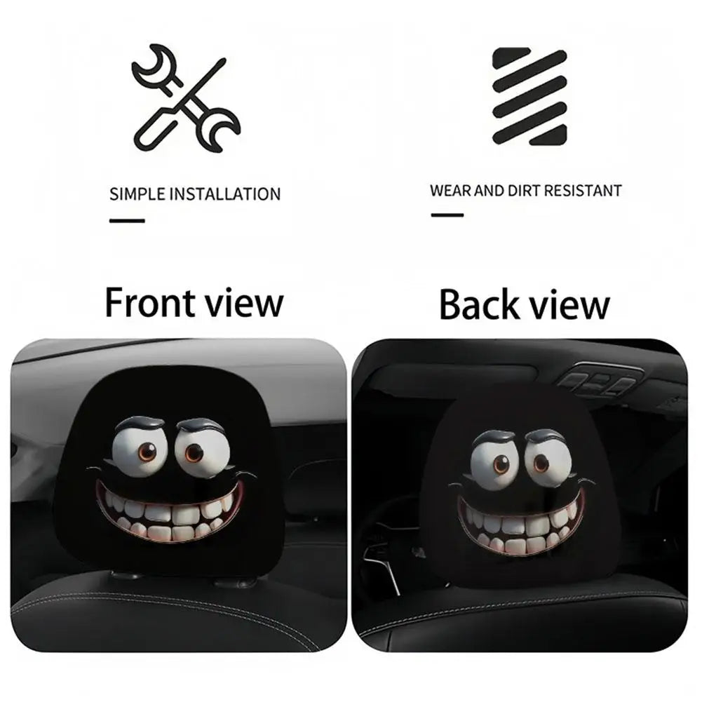 Horror Face Car Headrest Covers | 4-Pack Polyester Cushion Set Car Headrest Cover QXL