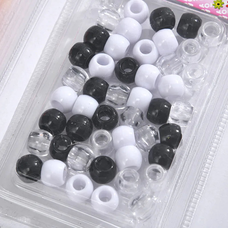 50-Pc Colorful Dreadlock Beads & Hair Braid Cuffs | 5mm Hole Hair Braid Beads QXL