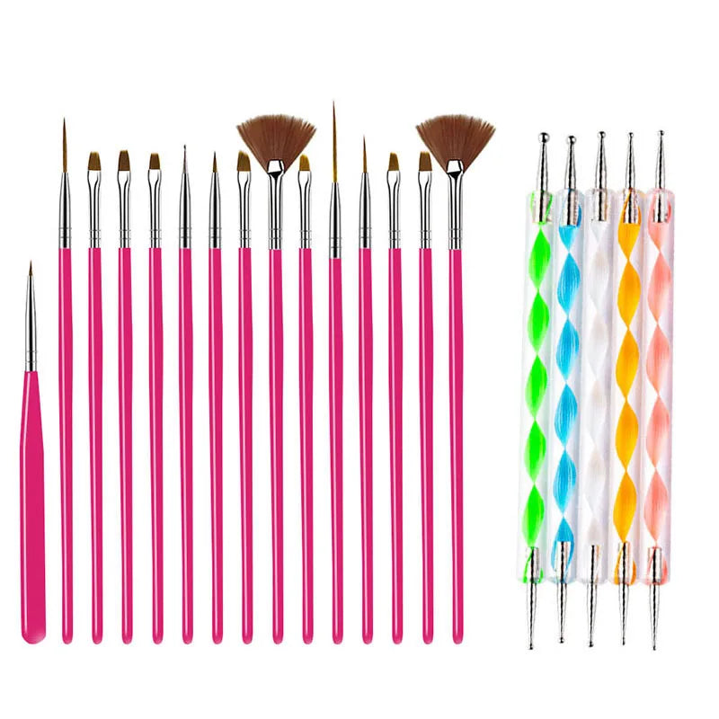 FUMOSIK 20-Pc Nail Art Brush Set | Gel, Acrylic & Carving Nail Art Brush Set QXL