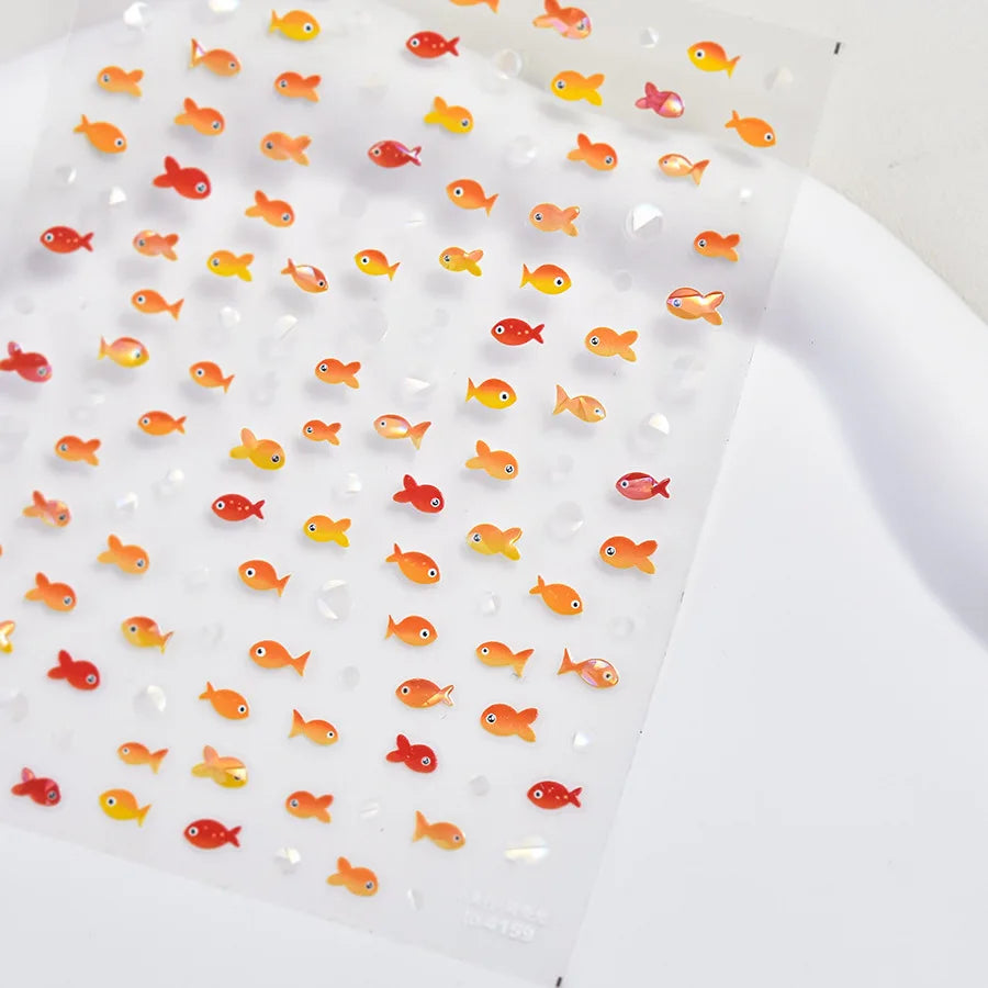 Koi Fish 5D Nail Art Stickers | Spring Flower Manicure Decals Nail Art Stickers QXL