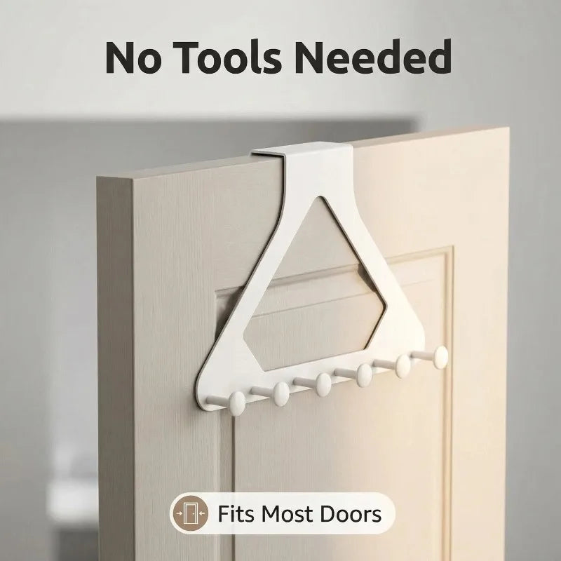 No-Drill Over-The-Door Coat Rack | Triangular Hook Organizer Over-Door Hook Rack QXL