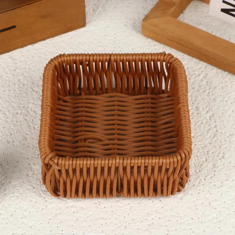 Imitation Rattan Wicker Square Storage Basket – Woven Organizer Wicker Storage Basket QXL