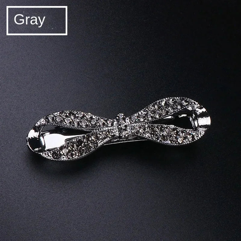 Glitter Crystal Rhinestone Ponytail Hair Clip | Wedding Barrette Rhinestone Hair Clip QXL 6cm gray