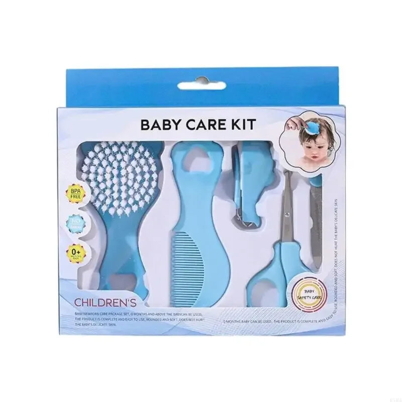 5-Piece Baby Grooming Kit – Brush, Comb & Nail Trimmer Set Baby Grooming Kit QXL B308 Blue