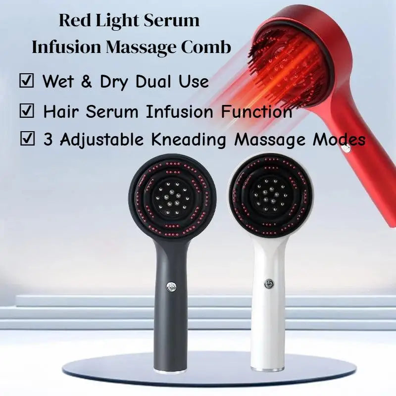 Electric Scalp Massager Comb | 630nm Red Light & Serum Dispenser Scalp Massager Comb QXL