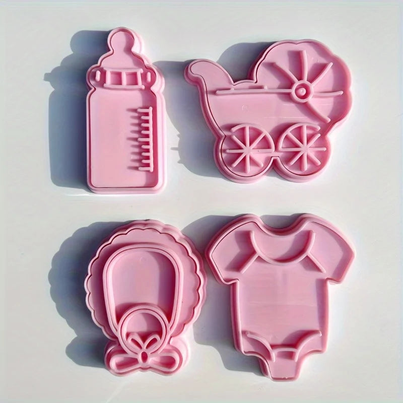 Princess Cookie Cutter Set – 4-Piece Plastic Stamp & Mold Cookie Cutter Set QXL 1set