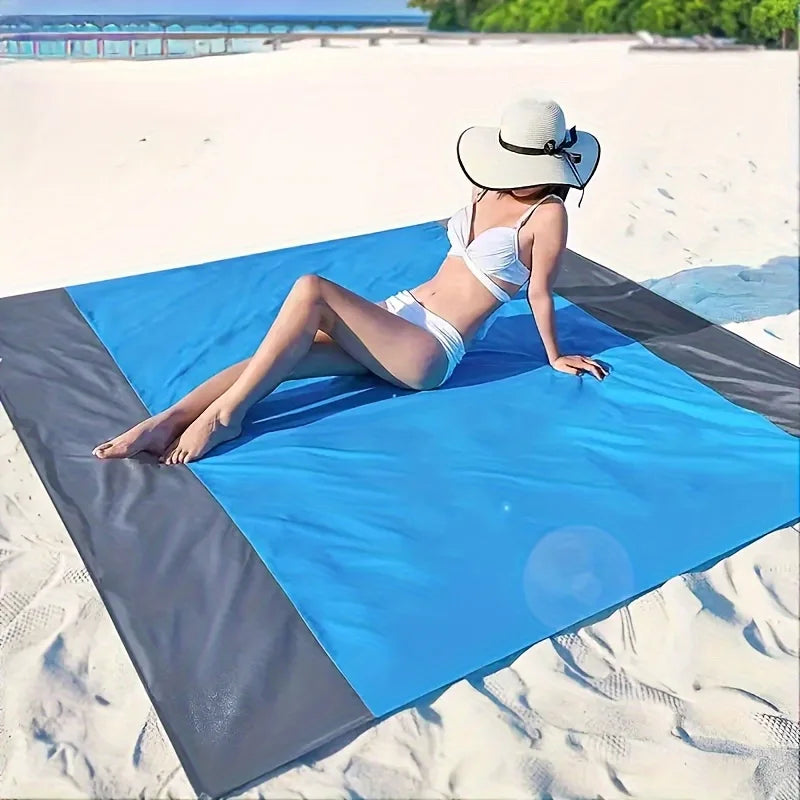 Foldable Waterproof Beach Mat & Picnic Blanket with Stakes Outdoor Picnic Mat QXL