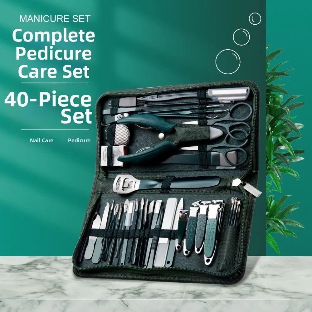 40-Pc Stainless Steel Manicure & Pedicure Set | Nail Clipper Kit Manicure Pedicure Set QXL