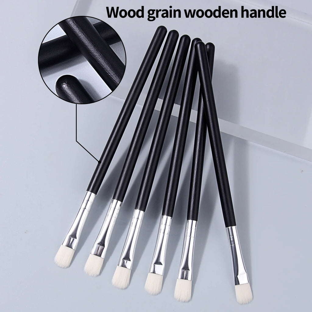 KOSSHOW 6-Pc Eye Brush Set | Flat Synthetic Wood Handle Brushes Eye Brush Set QXL