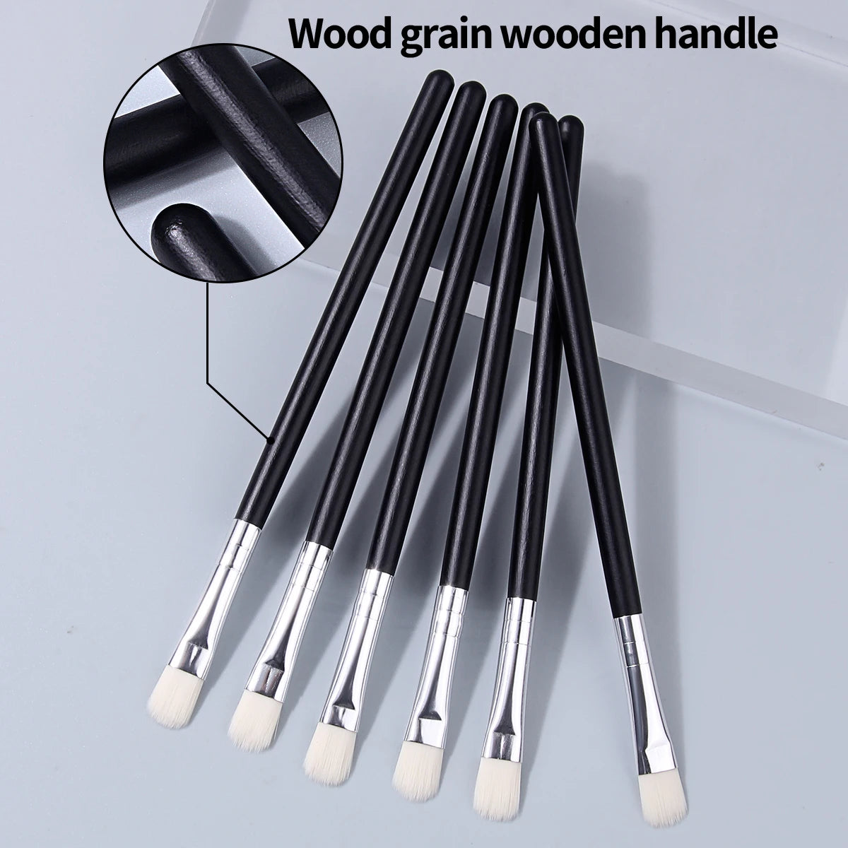 KOSSHOW 6-Pc Eye Brush Set | Flat Synthetic Wood Handle Brushes Eye Brush Set QXL