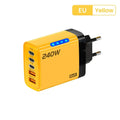 240W GaN 5-Port USB-C PD Fast Charger Desktop Station QC 3.0 GaN Desktop Charger QXL Yellow EU