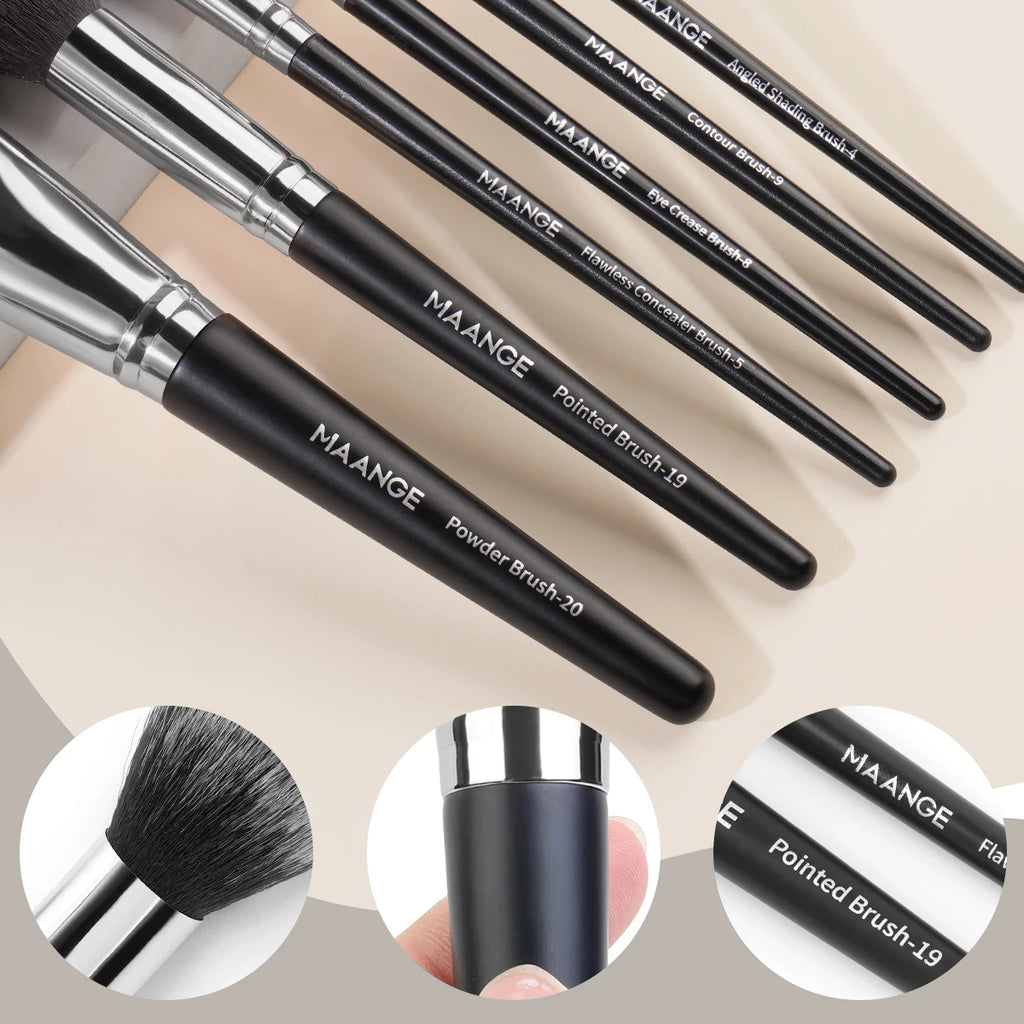 MAANGE 30-Pc Makeup Brush Set with Sponges & Cleaning Mat Makeup Brush Set QXL