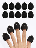 10-Pack Mini Finger Makeup Puffs | Air Cushion & Latex-Free Makeup Puff Set QXL Black-10PCS