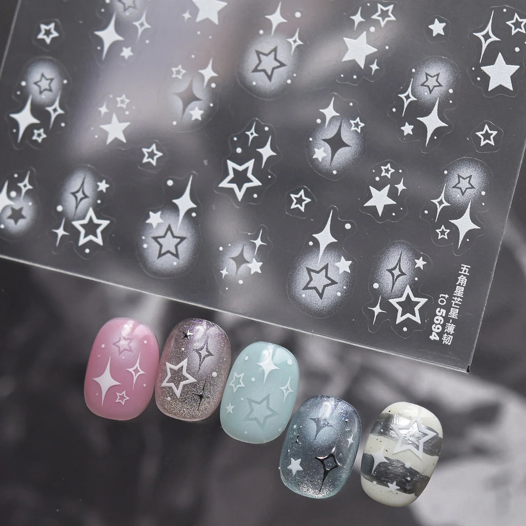 5D Y2K Holographic Star Burst Nail Art Stickers – Self-Adhesive Nail Art Stickers QXL