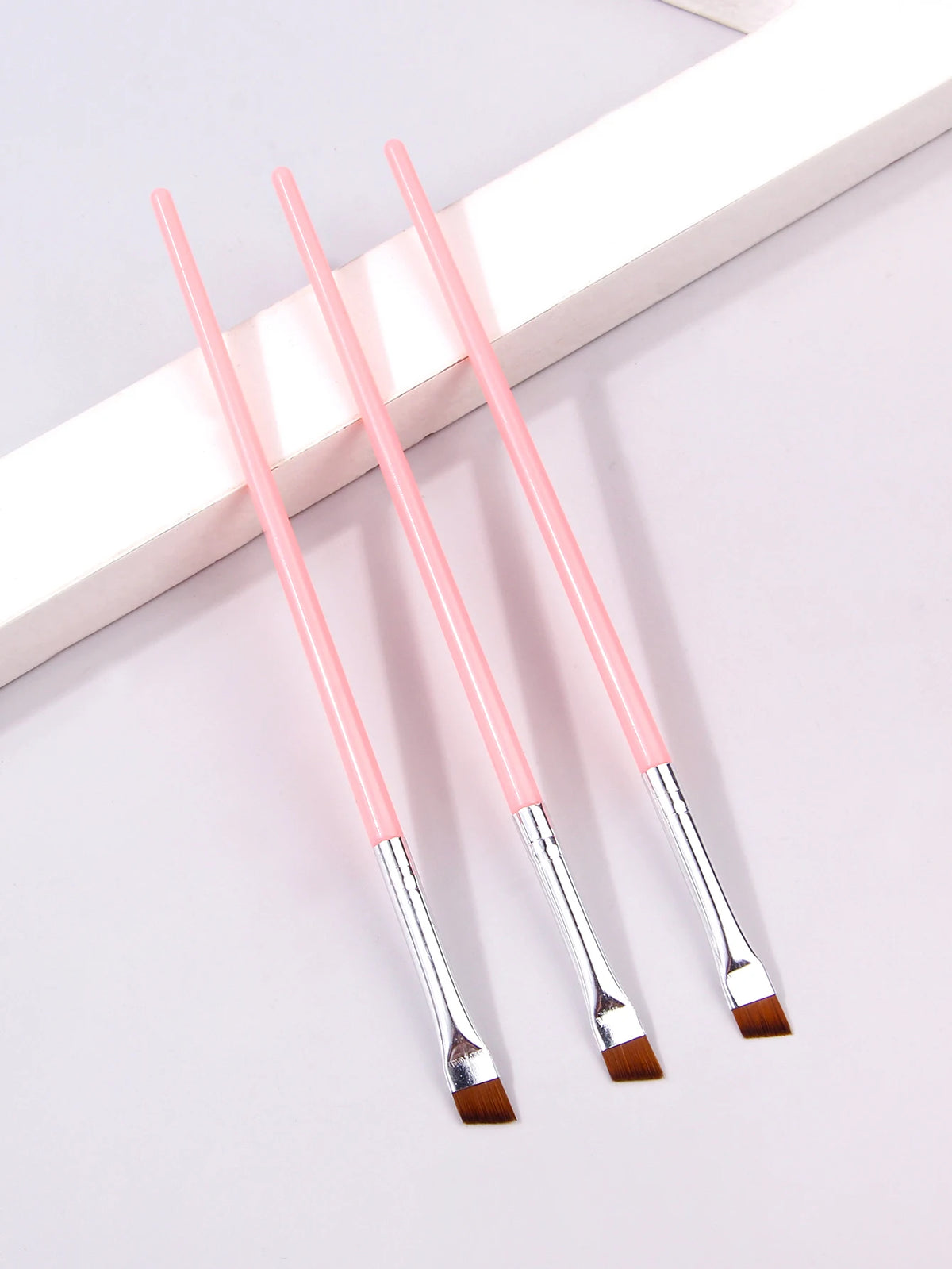 KOSSHOW 3-Pc Ultra Thin Eyeliner & Eyebrow Brush Set – Pink Eyeliner Brush Set QXL