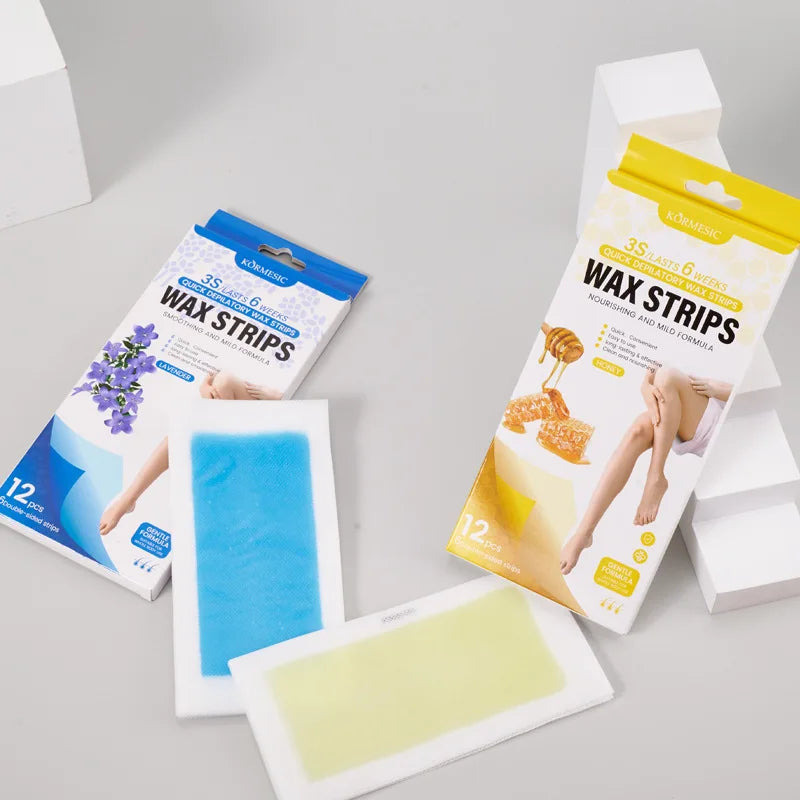 12-Pack Double-Sided Cold Wax Strips for Leg & Body Hair Cold Wax Strips QXL