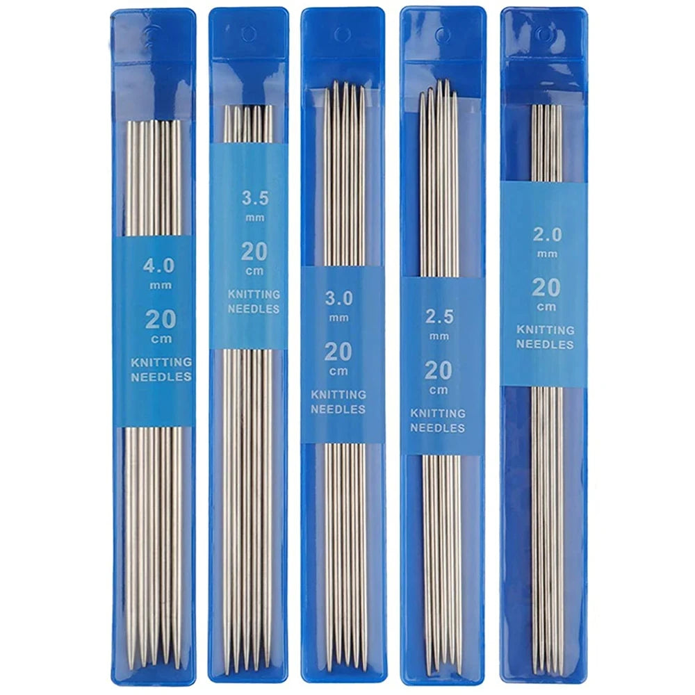 5-Piece Stainless Steel Knitting Needles 2.0–4.0mm | DPN Set Knitting Needle Set QXL 4.0