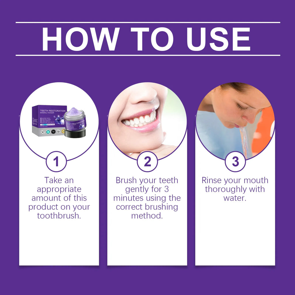 Purple Mineral Tooth Powder – Whitening & Fresh Breath 50g Whitening Tooth Powder QXL