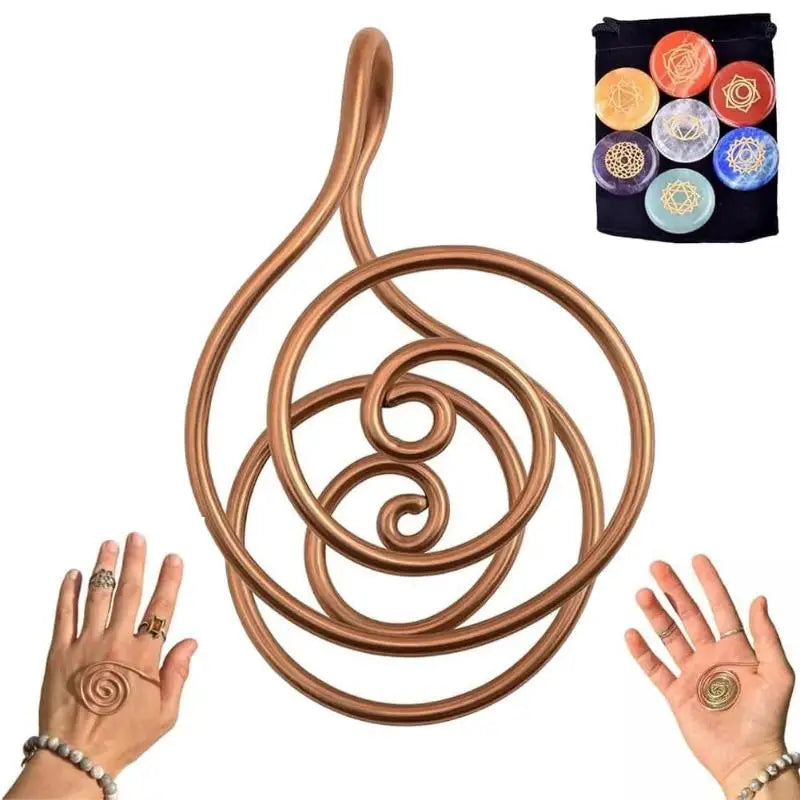 Adjustable Copper Spiral Palm Ring | Handmade Reiki Cuff Copper Spiral Ring QXL