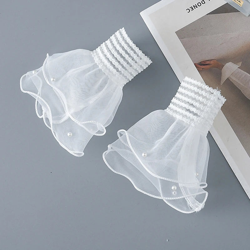 Tulle Fake Pleated Cuff Sleeves | Nail Art Photography Props Fake Pleated Cuffs QXL