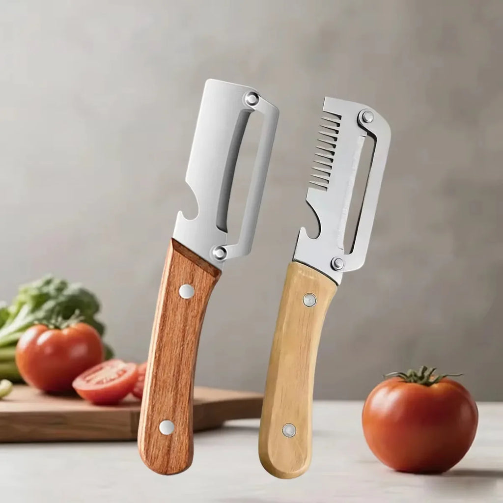 Stainless Steel Vegetable Peeler with Wooden Handle Vegetable Peeler QXL knife 2pcs 2