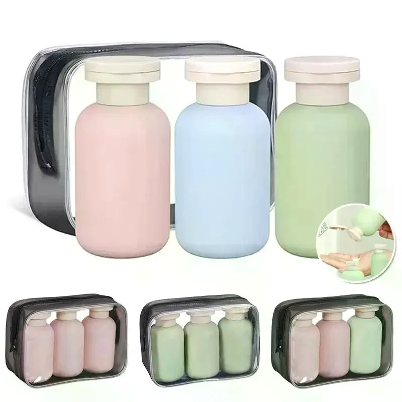 3-Pack Leakproof Travel Squeeze Bottles 100ml Refillable Set Travel Bottle Set QXL