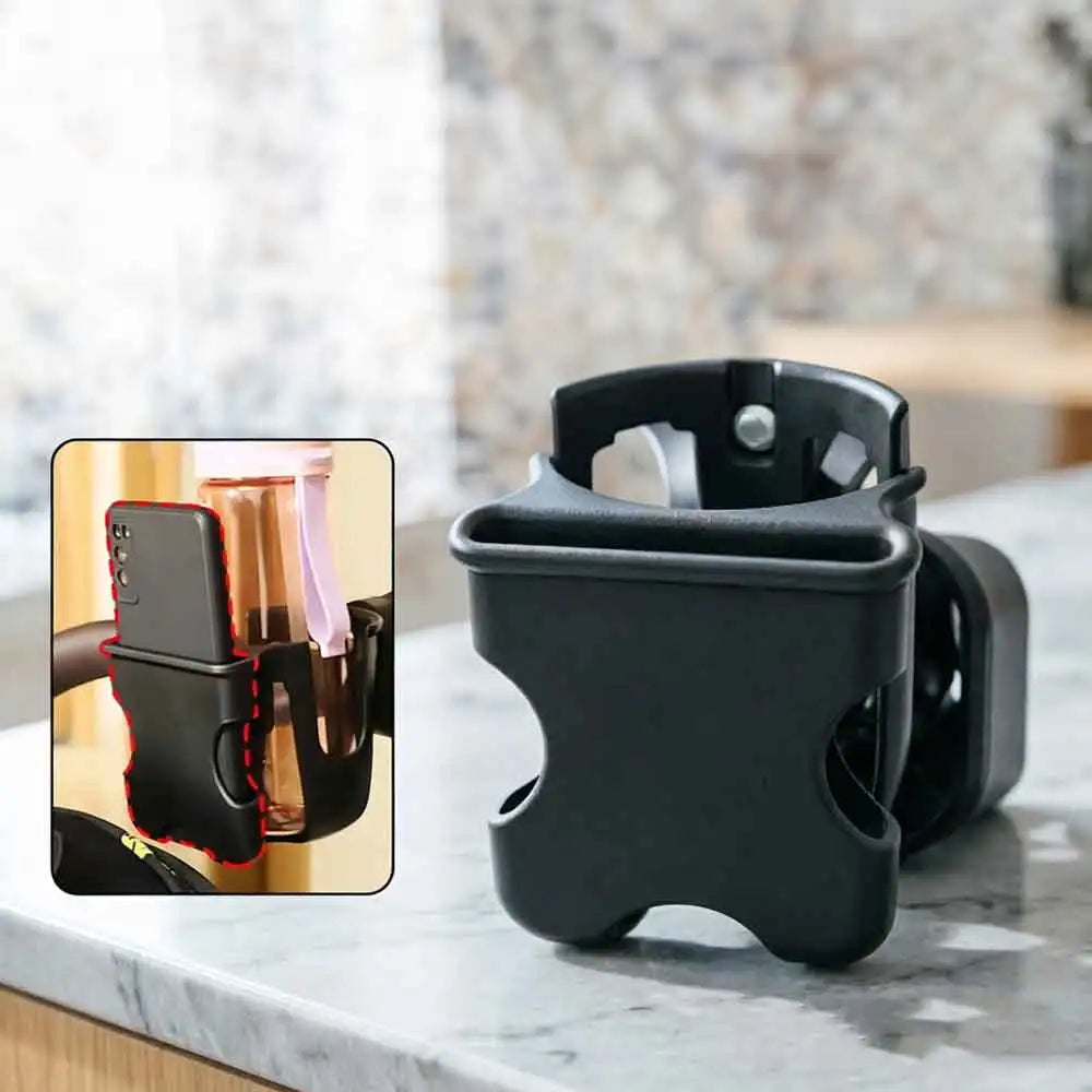 2-in-1 Baby Stroller Cup & Phone Holder | Black Stroller Accessory QXL