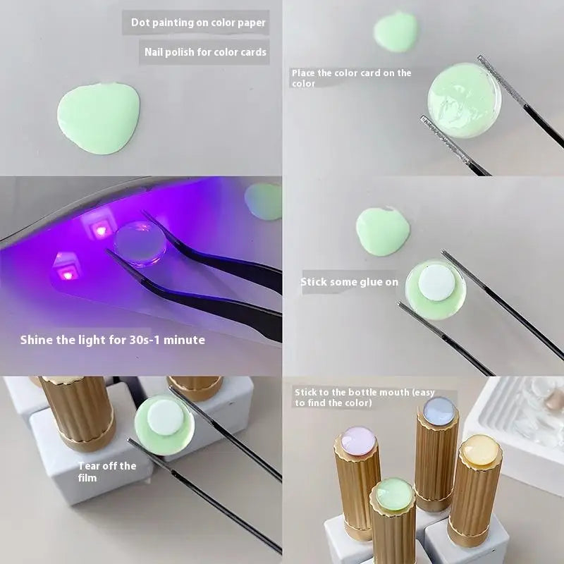 50-Pc Glass Nail Gel Polish Color Display Cards | 3D Bead Chart Nail Color Display Card QXL