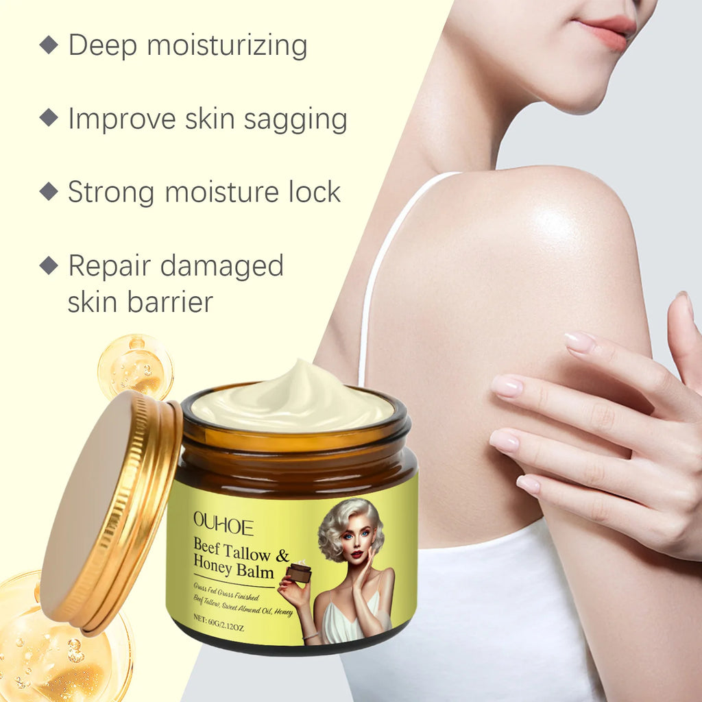 OUHOE Beef Tallow Honey Balm Facial Moisturizer Cream 60g Facial Moisturizer Cream QXL