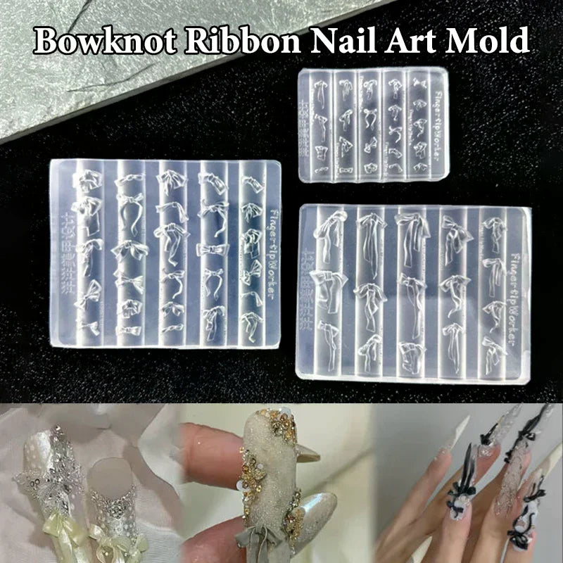 3D Bowknot Silicone Nail Art Mold | DIY Ribbon Bow Manicure Silicone Nail Mold QXL