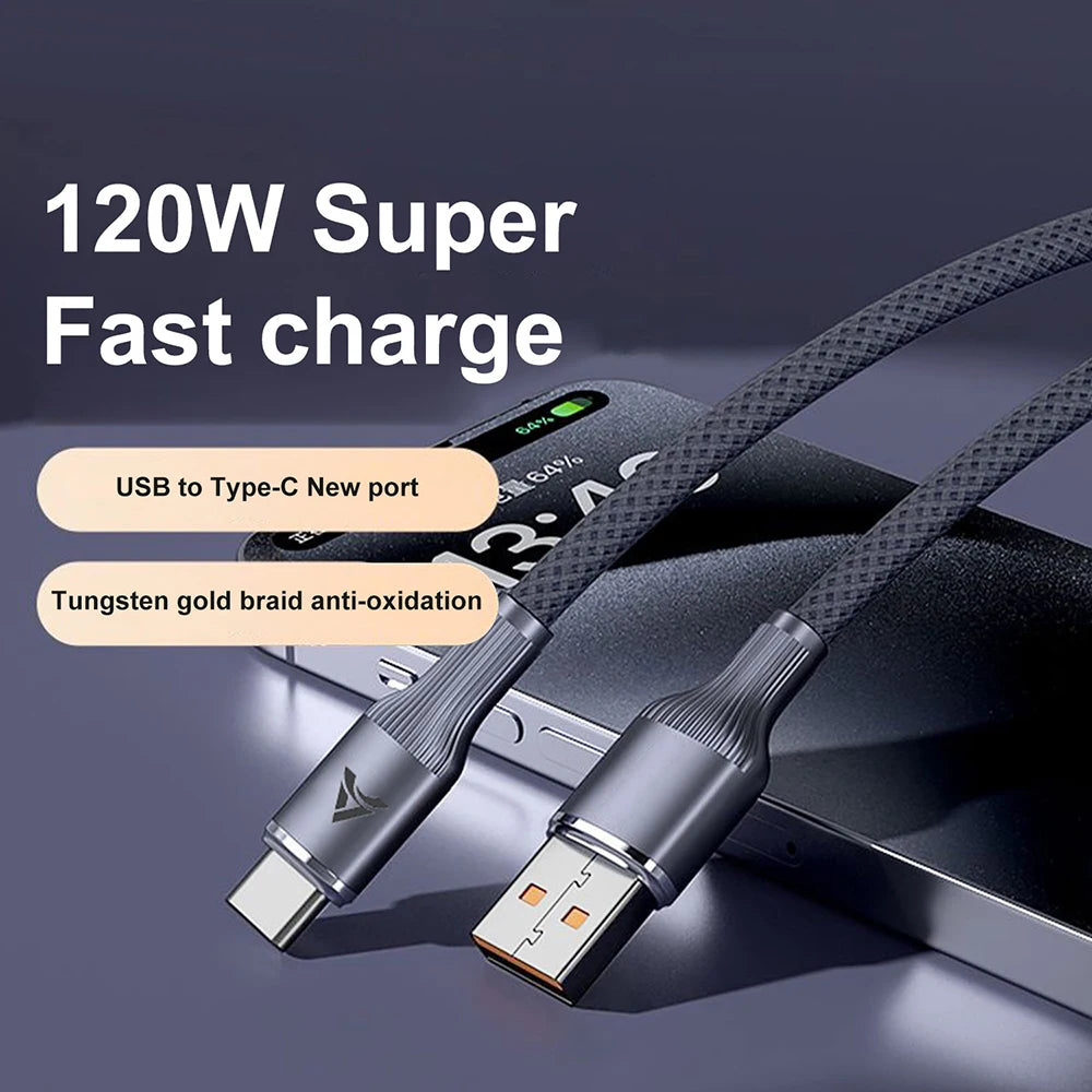 120W USB-A to USB-C Braided Fast Charging Cable – QC 3.0 USB-C Charging Cable QXL