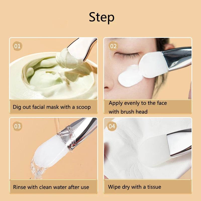 Dual-Head Silicone Face Mask Brush with Digging Spoon Face Mask Brush QXL
