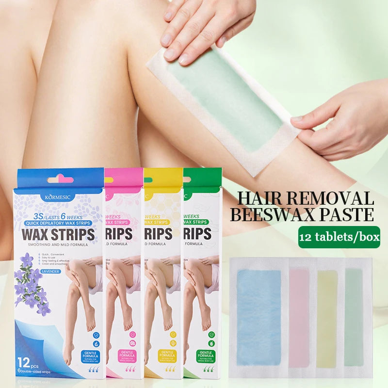 12-Pack Double-Sided Cold Wax Strips for Leg & Body Hair Cold Wax Strips QXL