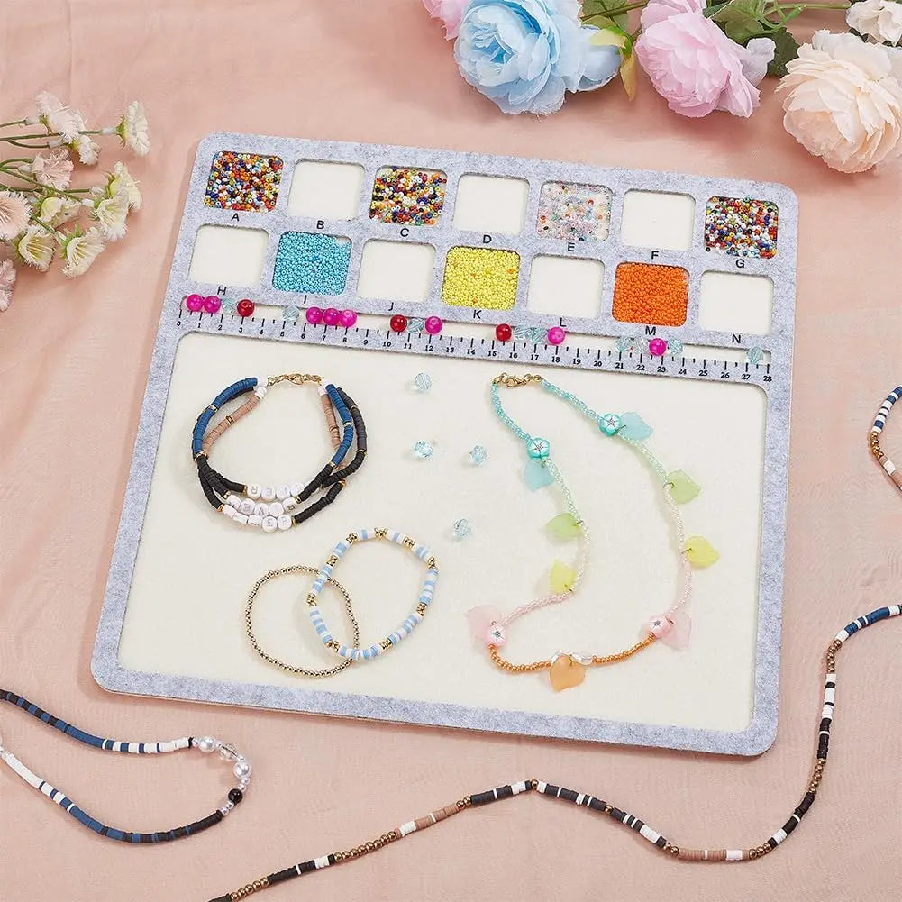 Square Felt Beading Mat Board | 30cm Grid Tray for Jewelry Crafts Beading Mat Board QXL