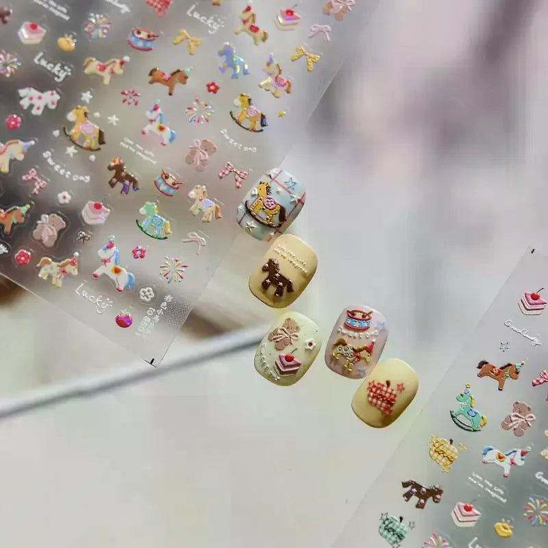 Nail Art Stickers – Horse, Bear, Florals & CNY Charms Sheet Nail Art Stickers QXL