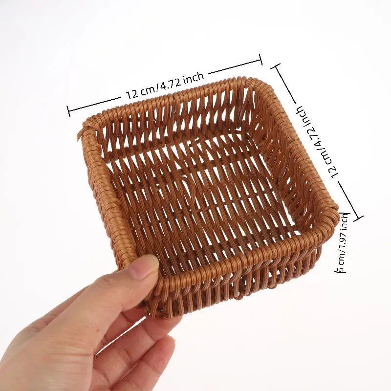 Imitation Rattan Wicker Square Storage Basket – Woven Organizer Wicker Storage Basket QXL