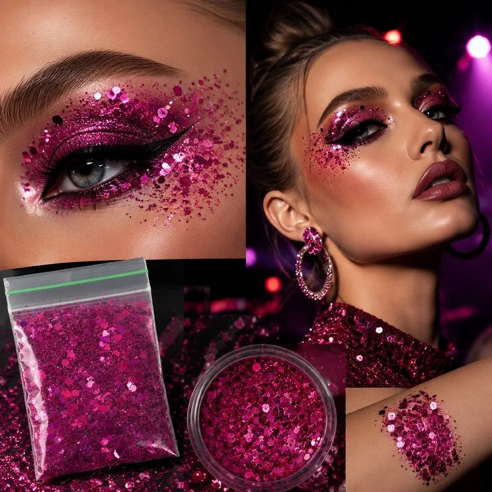 Holographic Nail Glitter Powder | 9-Color Rainbow Laser Shimmer Nail Glitter Powder QXL