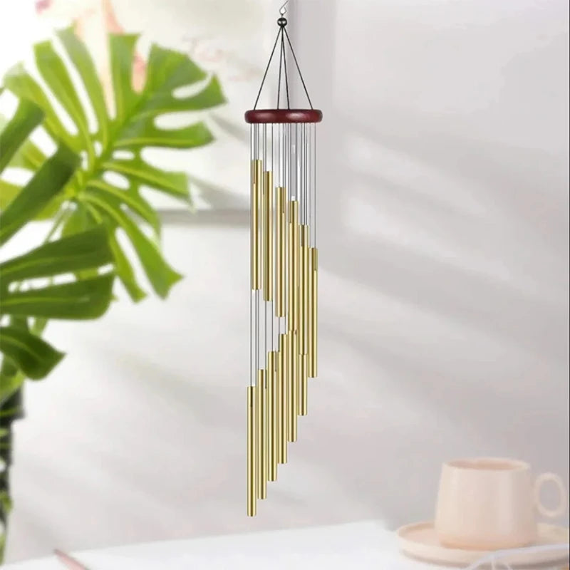 12-Tube Aluminum Wind Chimes | Outdoor Garden & Home Decor Outdoor Wind Chimes QXL Gold