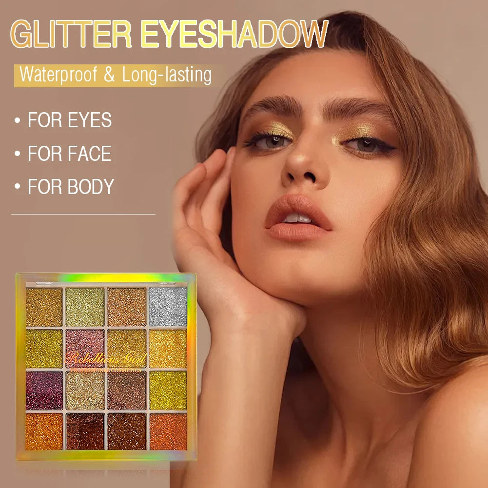 VERONNI 16-Color Glitter Eyeshadow Palette | Diamond Shimmer Glitter Eyeshadow Palette QXL