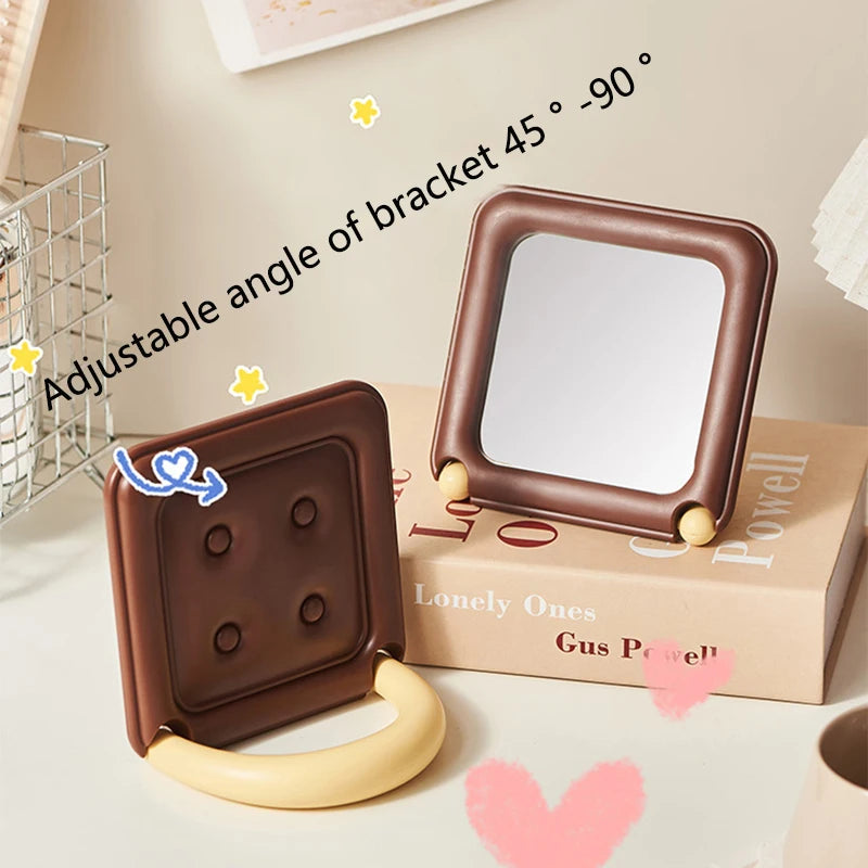 Foldable Makeup Mirror – Cute Chocolate Biscuit Handbag Design Makeup Mirror QXL