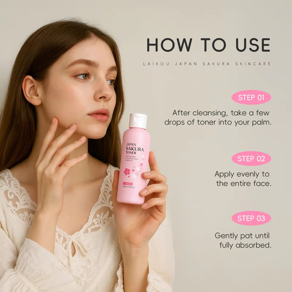 Laikou Sakura Hydrating Toner 100ml – Brightening & Oil Control Facial Toner QXL
