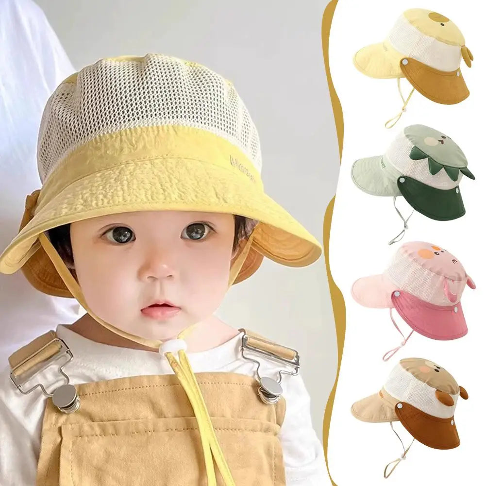 Kids Wide Brim Sun Hat | Mesh Breathable Bucket Hat Boys Girls Kids Bucket Hat QXL